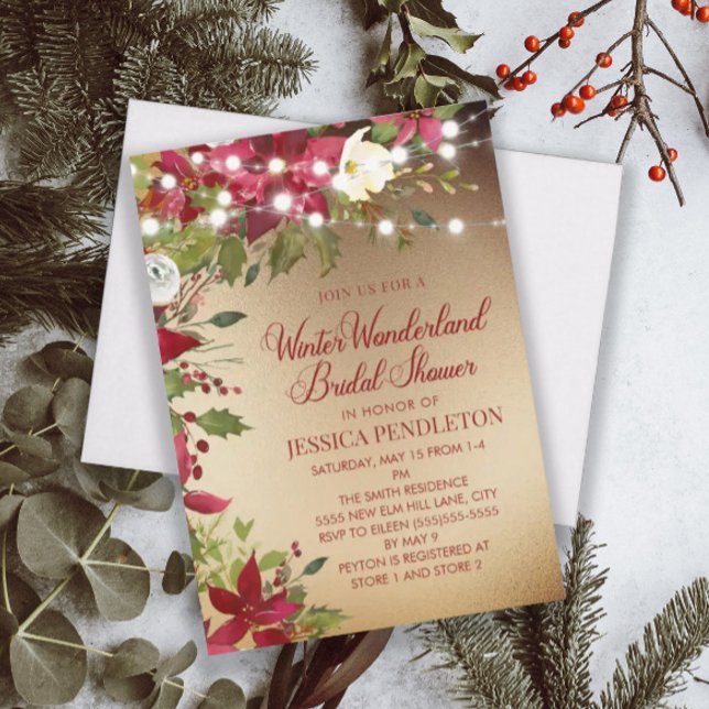 Invitación Navidades de invierno Bridal Shower Gold String Lu (Subido por el creador)