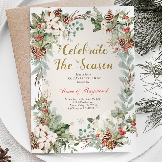 Invitación Navidades de invierno celebran casa abierta de tem (Subido por el creador)