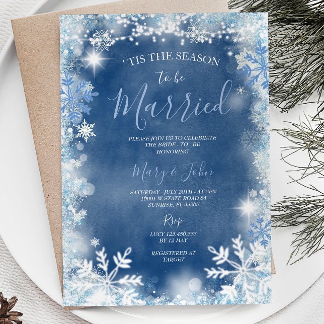 Invitación Navidades de invierno con copos de nieve Boda flor (Subido por el creador)