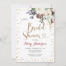 Invitación Navidades de invierno con ducha de novia floral bl