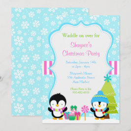 Invitación Navidades de invierno cute pingüinos