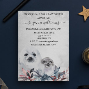 Invitación Navidades de invierno de Baby Shower Mama Seal