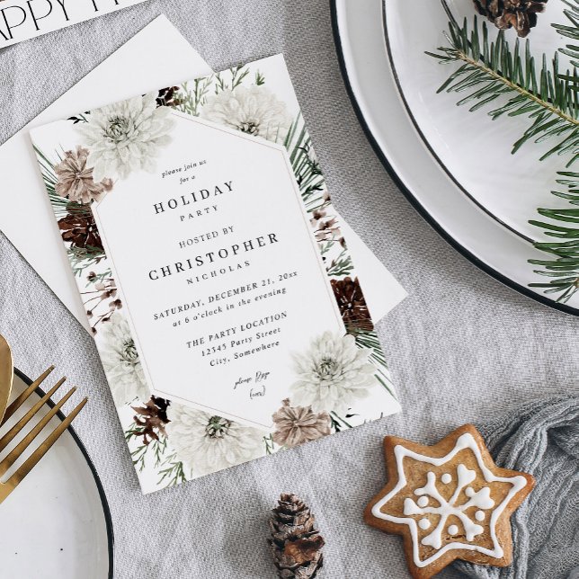Invitación Navidades de invierno de Floral y Pino Blanco o va (Subido por el creador)