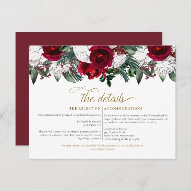 Invitación NAVIDADES de invierno de HOLLY Detalles del Boda d (Anverso / Reverso)