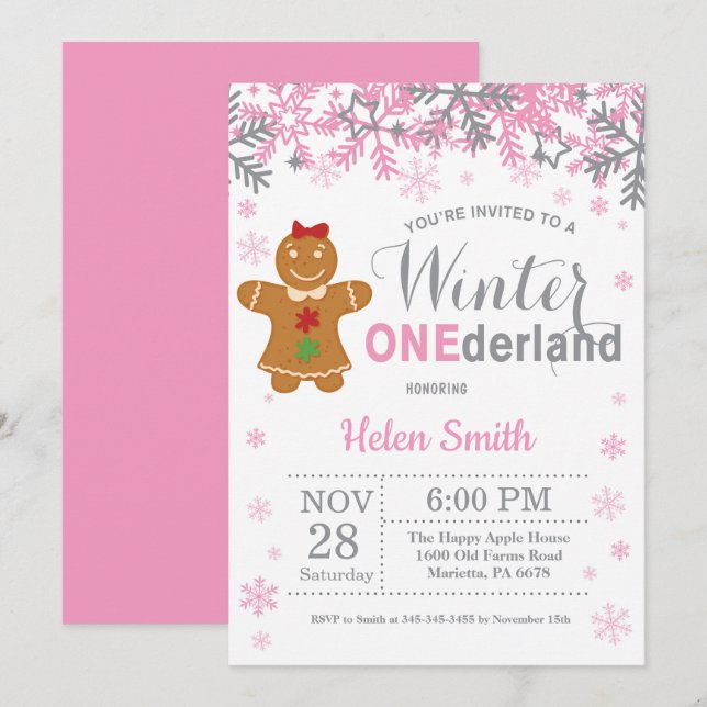 Invitación Navidades de invierno de Onederland Chica primer c (Anverso / Reverso)