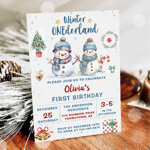 Invitación Navidades de invierno de Onederland Cumpleaños de 