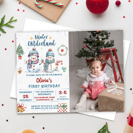 Invitación Navidades de invierno de Onederland foto de cumple