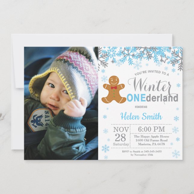 Invitación Navidades de invierno de Onederland Foto de primer (Anverso)