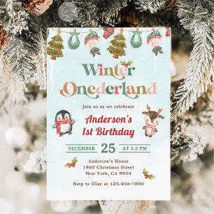 Invitación Navidades de invierno de Onederland Primer Fiesta 