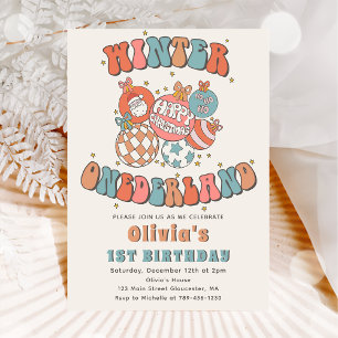 Invitación Navidades de invierno de ONEderland Santa Cumpleañ