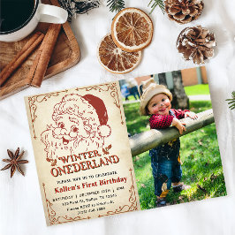 Invitación Navidades de invierno de Onederland Santa Retro