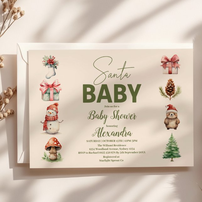 Invitación Navidades de invierno de Santa Baby Woodland Baby  (Subido por el creador)