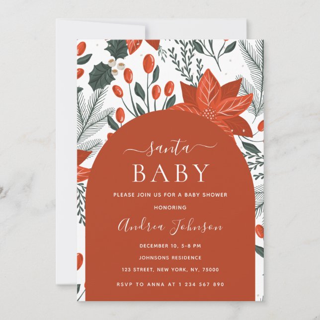 Invitación Navidades de Invierno de Santa Bebé Baby Shower (Anverso)