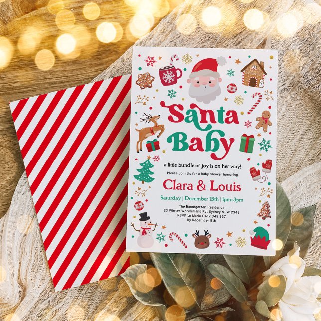 Invitación Navidades de invierno de Santa Bebé Baby Shower ne (Subido por el creador)