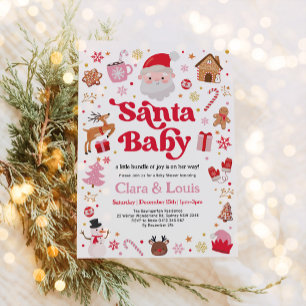 Invitación Navidades de invierno de Santa Bebé Chica Baby Sho