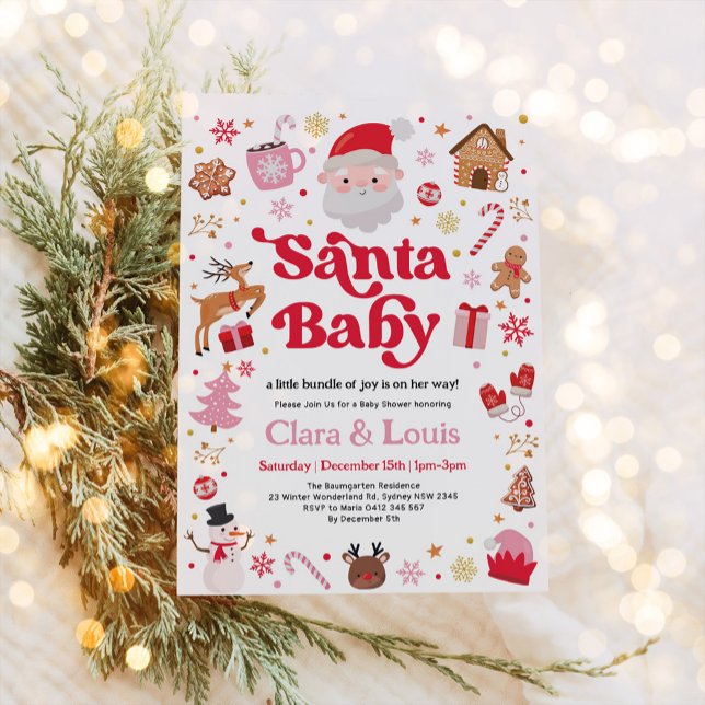 Invitación Navidades de invierno de Santa Bebé Chica Baby Sho (Subido por el creador)