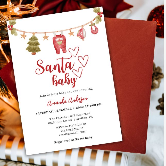 Invitación Navidades de invierno de Santa Bebé Red Baby Showe (Subido por el creador)