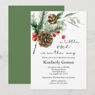 Invitación Navidades de invierno Evergreen Baby Shower