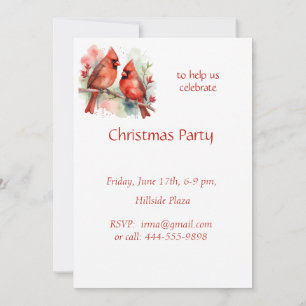 Invitación Navidades de invierno Fiesta Cardenal Rojo Natural