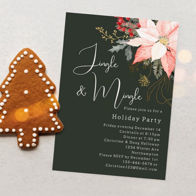 Invitación Navidades de invierno Floral Jingle y Mingle Fiest (Subido por el creador)