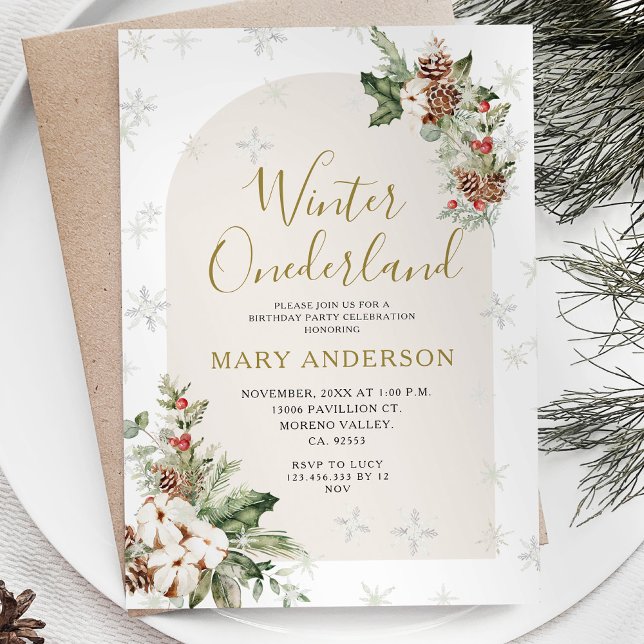 Invitación Navidades de invierno Floral Onederland Primer cum (Subido por el creador)