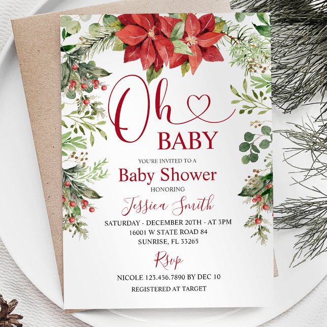 Invitación Navidades de invierno Greenery Baby Shower (Subido por el creador)