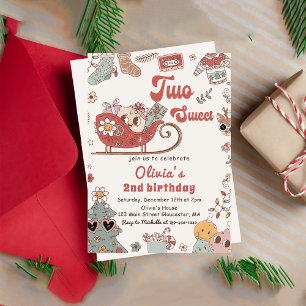 Invitación Navidades de invierno Groovy Dos Dulces Cumpleaños