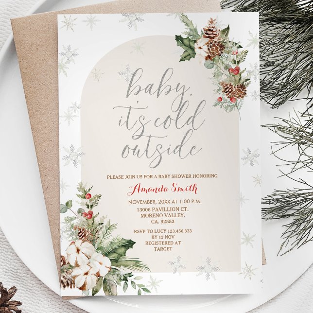 Invitación Navidades de invierno hacen frío fuera de Baby Sho (Subido por el creador)
