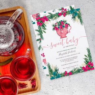 Invitación Navidades de invierno lindo té recién horneado du
