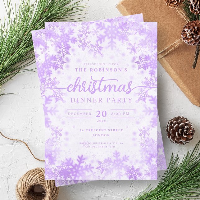 Invitación Navidades de invierno morado moderno (Modern Purple Winter Wonderland Christmas Invitation)