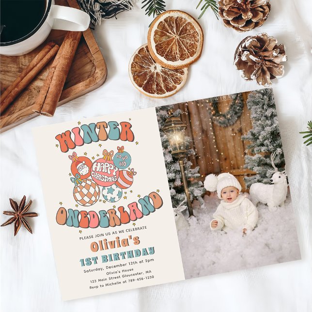 Invitación Navidades de invierno Onederland Retro Foto de cum (Subido por el creador)