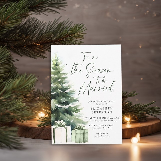 Invitación Navidades de invierno Pine Tree Rustic Bridal Show (christmas bridal shower invitation rustic elegant pine tree presents country cozy cottage chic)