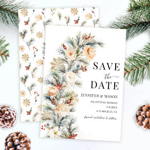 Invitación Navidades De Invierno Pine Tree Save The Date