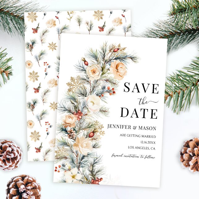 Invitación Navidades De Invierno Pine Tree Save The Date (Subido por el creador)
