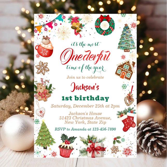 Invitación Navidades de invierno: primer Fiesta de cumpleaños (Subido por el creador)