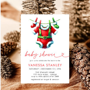 Invitación Navidades de invierno rojos modernos Santa Baby Sh