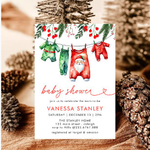 Invitación Navidades de invierno rojos modernos Santa Baby Sh