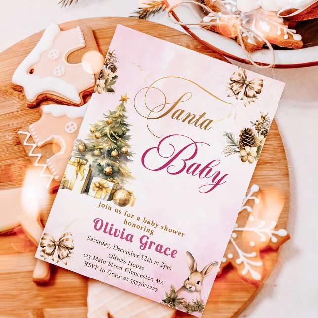Invitación Navidades de invierno rosan Baby Shower (Subido por el creador)