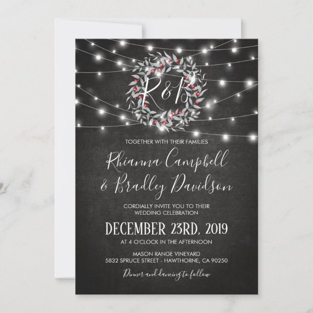 Invitación Navidades de invierno rusos Boda de luces de guerr (Anverso)