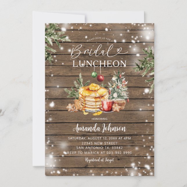 Invitación Navidades de invierno Rústico de la Madera Fiesta  (Anverso)