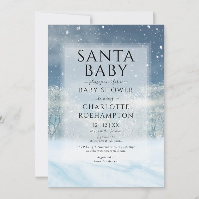 Invitación Navidades de invierno Santa Bebé Baby Shower (Anverso)
