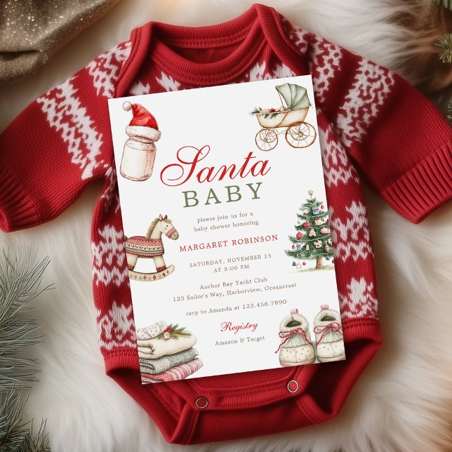 Invitación Navidades de invierno Santa Bebé Baby Shower (Subido por el creador)