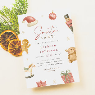 Invitación Navidades de invierno Santa Bebé Baby Shower