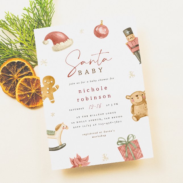 Invitación Navidades de invierno Santa Bebé Baby Shower (Subido por el creador)
