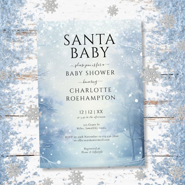 Invitación Navidades de invierno Santa Bebé Baby Shower (Santa Baby Winter Christmas Baby Shower Invitation)
