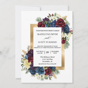 Invitación Navidades de invierno Subió acuarela de Boda flora