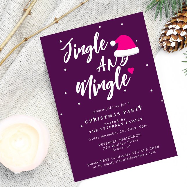 Invitación Navidades de jingle y mingle fiesta púrpura (Subido por el creador)