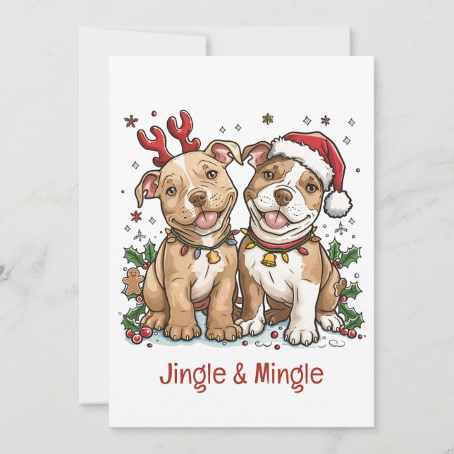 Invitación Navidades De Jingle Y Mingle Pit Bulldoges (Anverso)