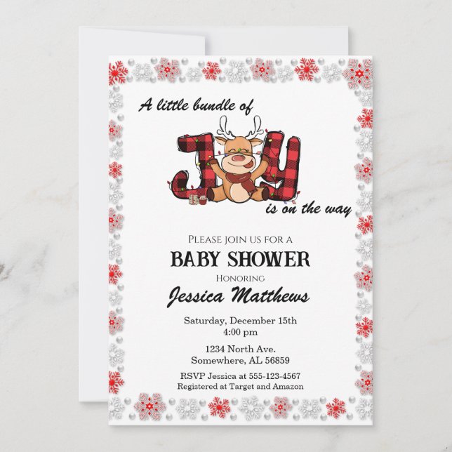 Invitación Navidades de Joy Baby Shower (Anverso)