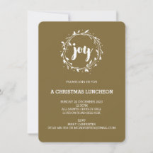 Navidades de Joy Wreath Fiesta/Invitación a la cen